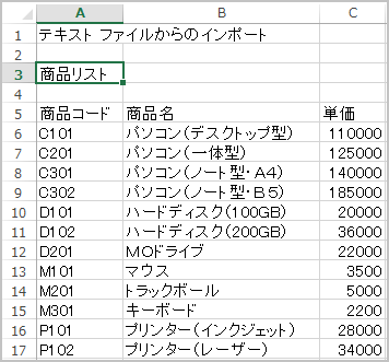 Excel̃V[gɓ\tꂽ^u؂̃eLXg t@Cushouhin-list.txtv