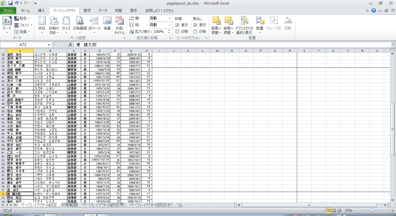 Excel 10 ページ レイアウトの設定