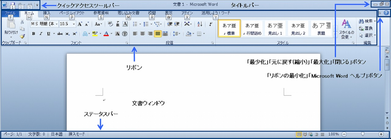 Word 10 Word 10の画面構成