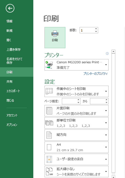 Excel 13 印刷する