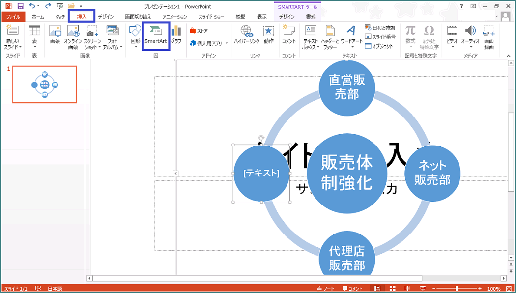 Powerpoint 13 Smartartの挿入と編集