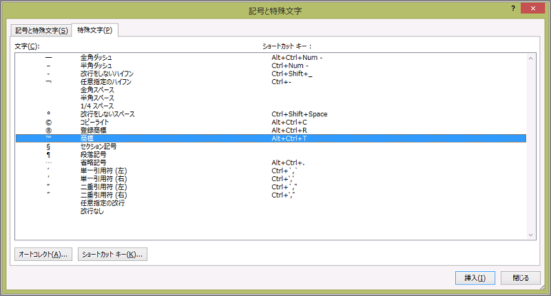 Word 13 記号と特殊文字